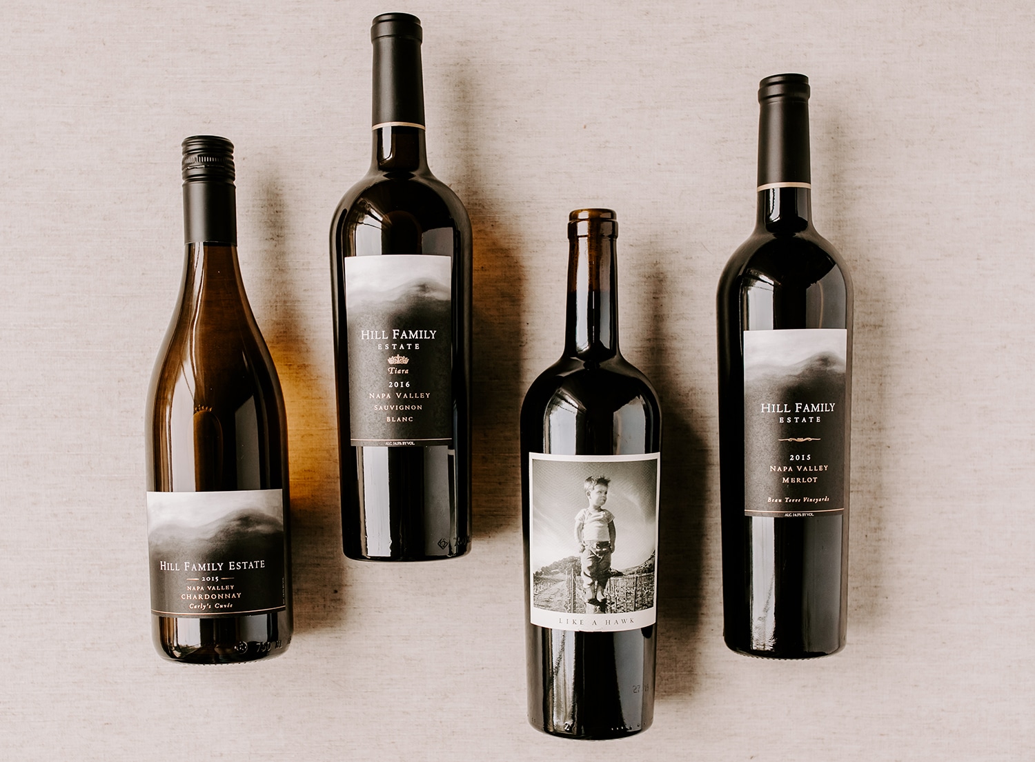 Four Hill Family Estate wine bottles in a Napa wine club membership shipment with exclusive wines and perks for members only!