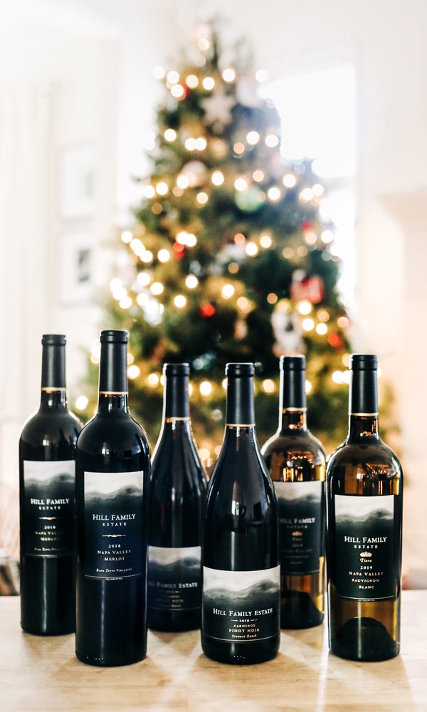wine bottles and christmas tree