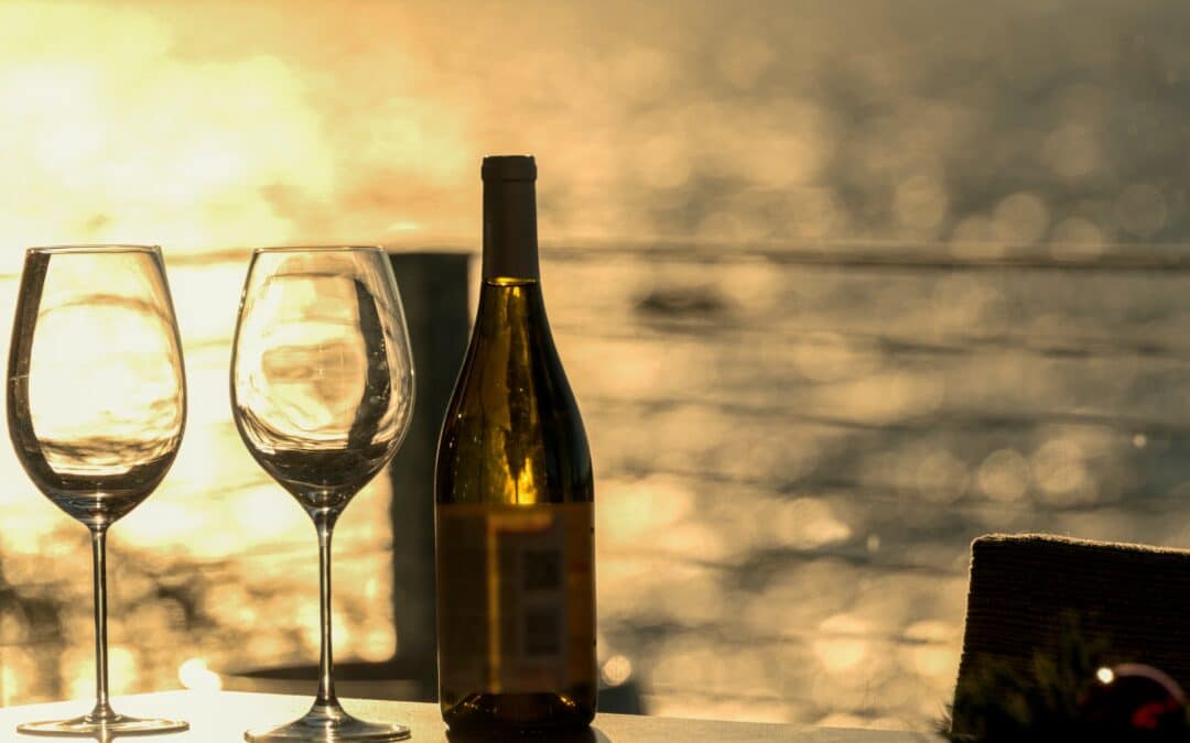 wine glasses on a boat