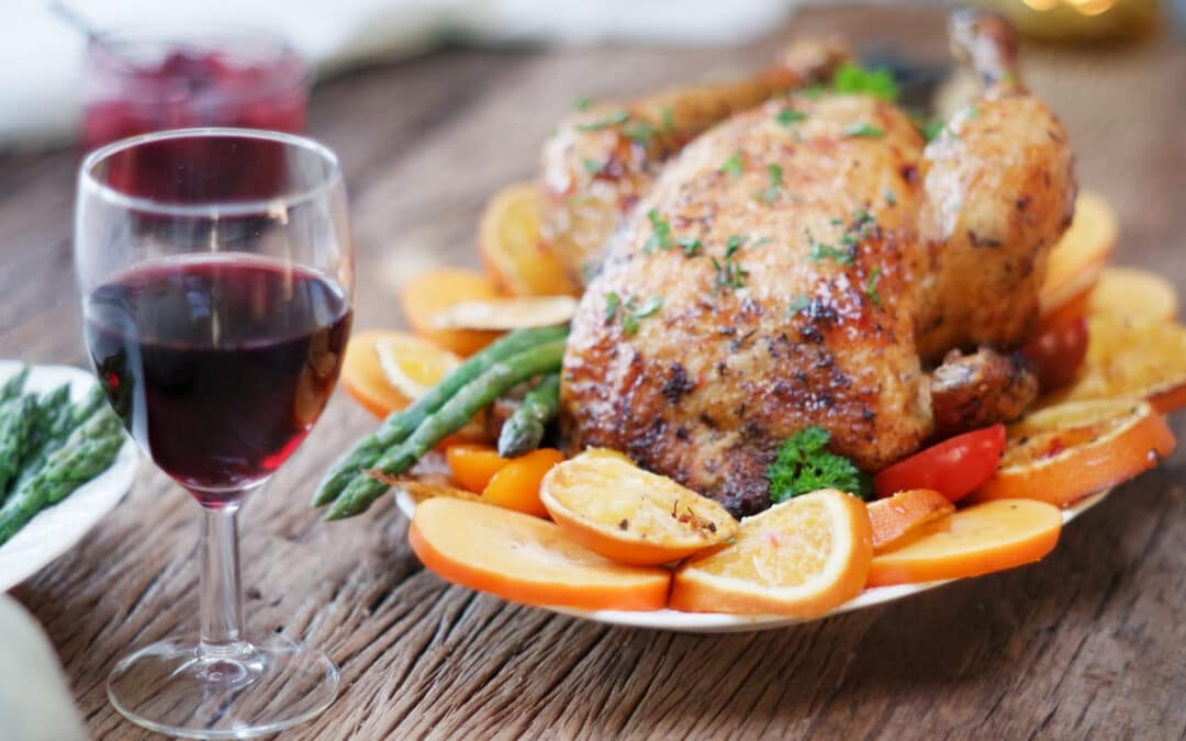 turkey and a glass of wine